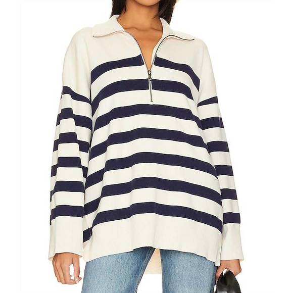 FREE PEOPLE Sweaters - NEW FREE PEOPLE coastal stripe pullover sweater in carbon champagne